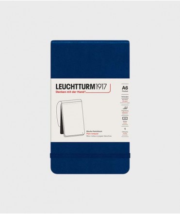 Pocket A6 Notepad. Smooth finish. Navy blue