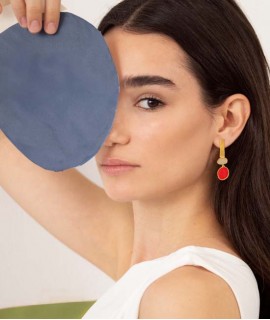 Red Collage Earrings