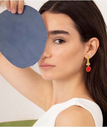 Red Collage Earrings