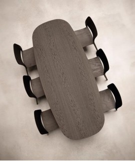 Petal oval table, warm grey. 100x240 cm.