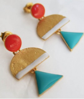 Pendientes punto rojo y triangulo turquesa, Somni