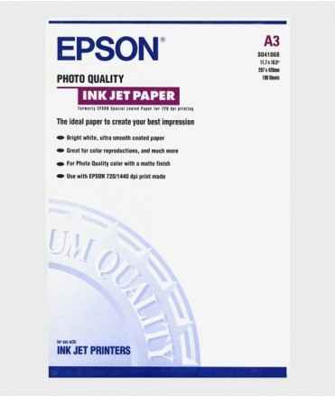 Paper fotogràfic S041068 EPSON HQ, DIN A3, 105 g. 100 fulls. Acabat mat