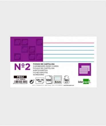 Fichas ralladas N.2, 125x75 mm. 100 unitats