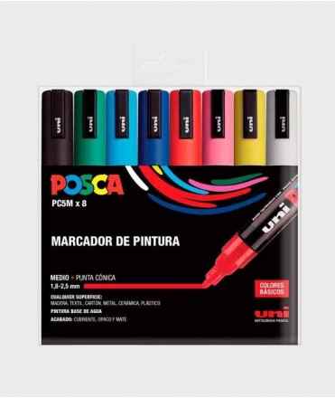 Estoig bàsic Posca PC-5M 8 colors