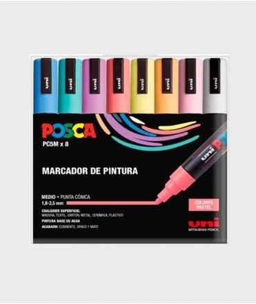 Estuche Posca PC-5M 8 colores pastel