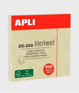Notes adhesives zigzag APLI grogues 75x75