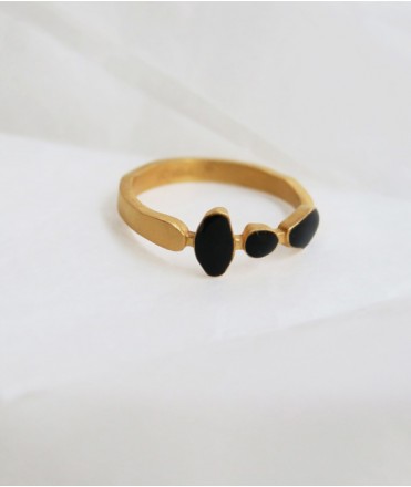 Anell daurat Miró Jewelry, negre