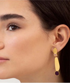 Pendientes dorados Collage lila