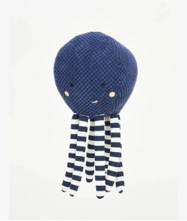 Pulpo de peluche azul a rayas