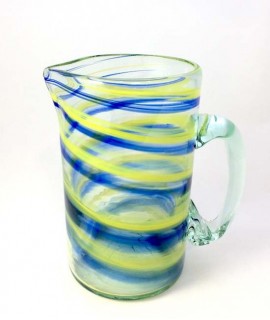 Jarra de agua de vidrio mar azul y verde