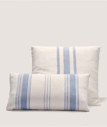 FUNDA DE COJÍN EUNOIA BLANCO Y AZUL, TEIXIDORS