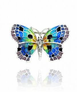 Broche Mariposa Pequeño, Negro-Azul