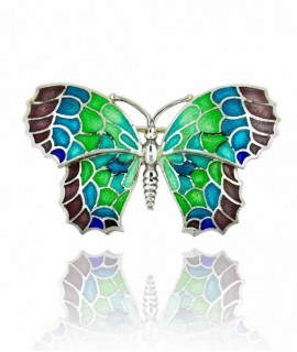 Broche Mariposa Mediano, Lila-Verde