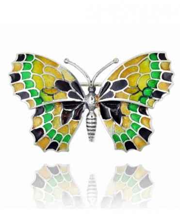 Broche Mariposa Grande, Marrón-Ocre