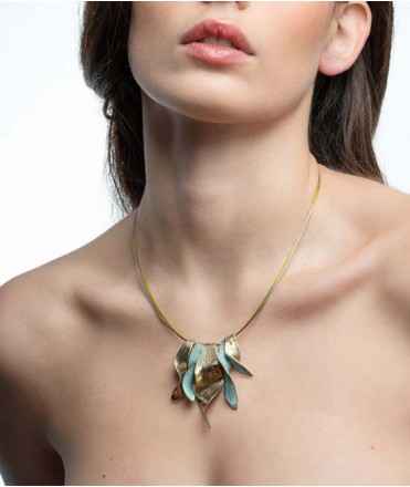 Colgante bronce verde y dorado, fuego