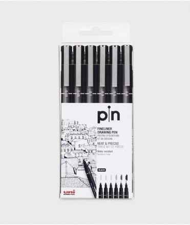 Rotuladores calibrados Uni negro 6 piezas