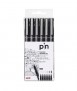Retoladors calibrats Uni negre 6 peces