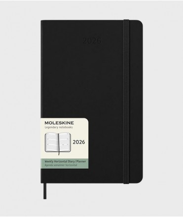Agenda Moleskine negra, tapa dura 2026 Large horizontal