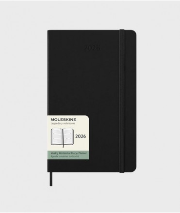 Agenda Moleskine negra, tapa dura 2026 Pocket horitzontal