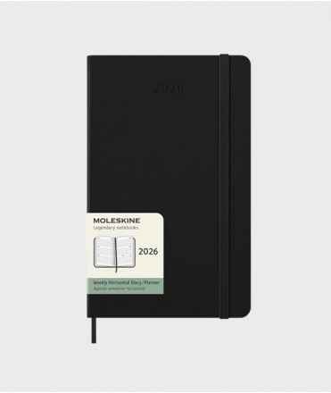 Agenda Moleskine negra, tapa dura 2026 Pocket horizontal