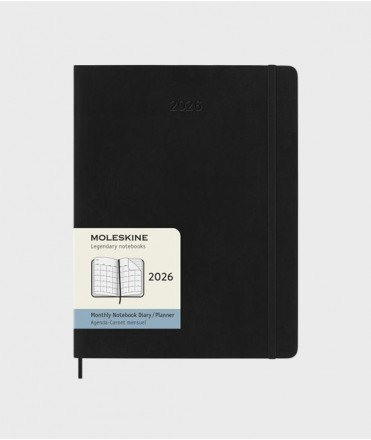 Agenda Moleskine negra, tapa blanda 2026 Extralarge