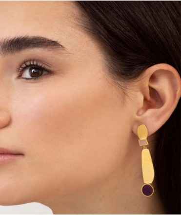 Pendientes dorados Collage lila