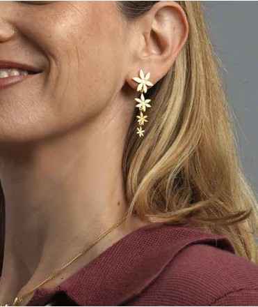 Pendientes largos flores Azafrán