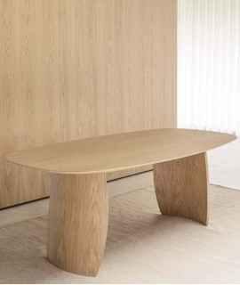 Taula Petal, gris càlid. 100x200 cm