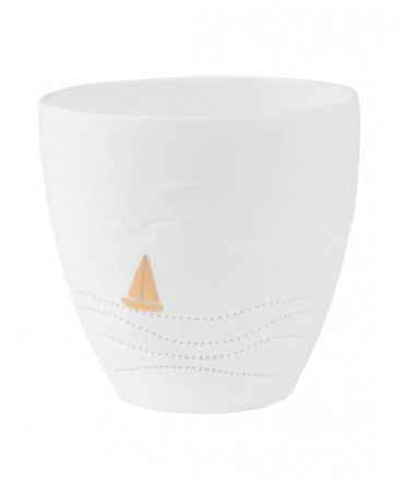 Portavelas Porcelana Barco