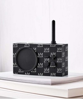 Radio Tykho 3 Lexon x Jean-Michel Basquiat Crown, negro