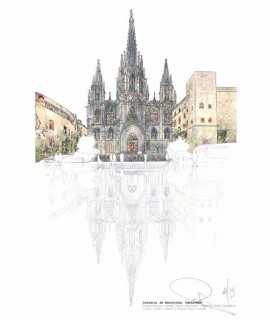 Lamina A6 Catedral de Barcelona reflexe