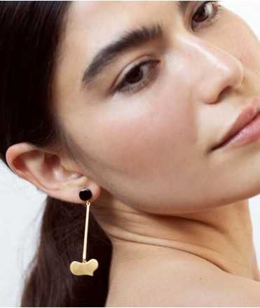 Pendientes dorados corazón negro Miró