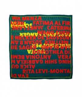 Mocador Judy, verd blavós i vermell flama.