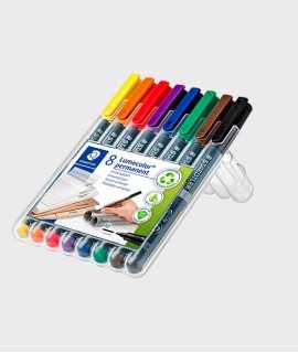 Rotuladores Lumocolor mina media color surtido 8 colores