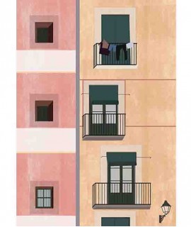 Lámina fachada Born, rosa/beige