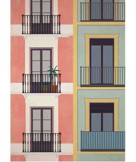 Lámina fachada Born, rosa/verde
