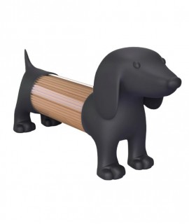 Dispensador d'Escuradents/Saler/Pebrer Teckel Negre