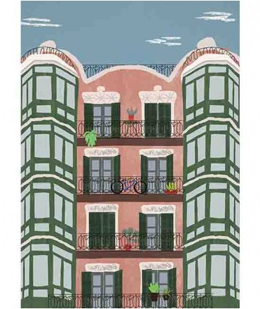 Lámina fachada Eixample, rosa