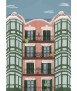 Lámina fachada Eixample, rosa 30x40 cm.