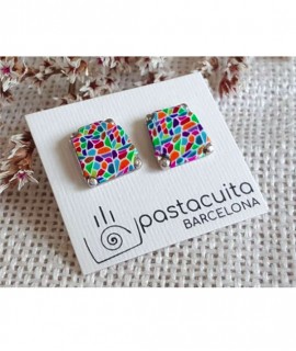 Pendiente modernista multicolor