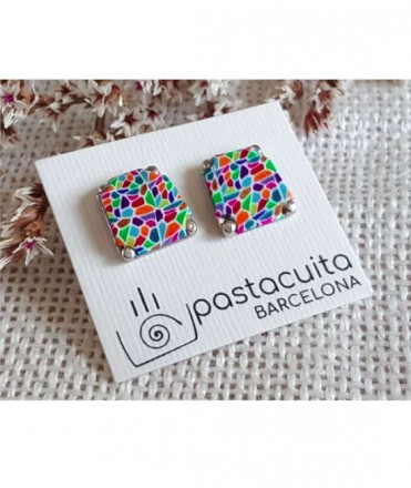 Pendiente modernista multicolor