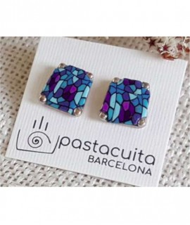 Pendiente modernista lila/azul