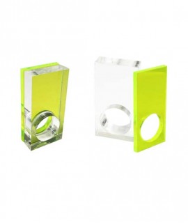 Anells rectangulars, transparent + verd 