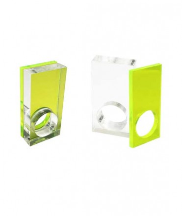 Anells rectangulars, transparent + verd 