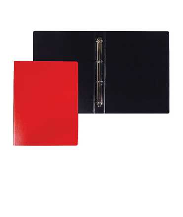 Folder, 4 round rings. Spine 3 cm. Size: 34x26x3. Red